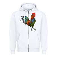 White rooster Zipper Hoodie - RanaPortraitStore