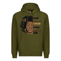 Army Green afro woman smart loved powerful Premium Hoodie - MaliasSmallBusiness