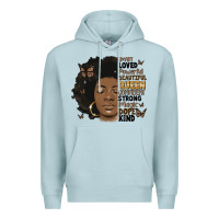 Blue Mist afro woman smart loved powerful Premium Hoodie - MaliasSmallBusiness