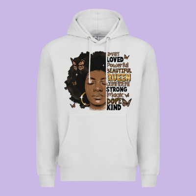 Afro Woman Smart Loved Powerful Premium Hoodie Designed By Maliassmallbusiness