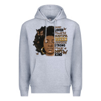 Heather Grey afro woman smart loved powerful Premium Hoodie - MaliasSmallBusiness