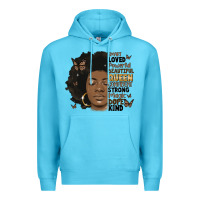 Ocean Blue afro woman smart loved powerful Premium Hoodie - MaliasSmallBusiness