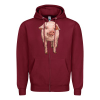 Burgundy pig Zipper Hoodie - RanaPortraitStore