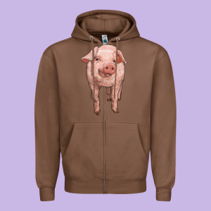 Pig Zipper Hoodie Designed By Ranaportraitstore