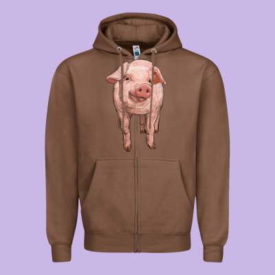Pig Zipper Hoodie Designed By Ranaportraitstore