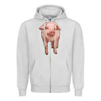 Dove Grey pig Zipper Hoodie - RanaPortraitStore