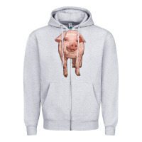 Heather Grey pig Zipper Hoodie - RanaPortraitStore