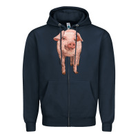 Navy pig Zipper Hoodie - RanaPortraitStore