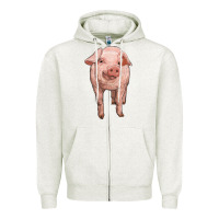Oatmeal Heather pig Zipper Hoodie - RanaPortraitStore