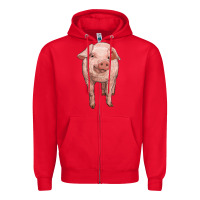 Red pig Zipper Hoodie - RanaPortraitStore