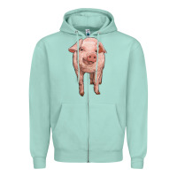 Seafoam pig Zipper Hoodie - RanaPortraitStore