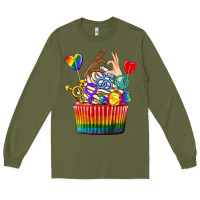 Army Green pride rainbow cupcake Long Sleeve Tee - texasbilliewilder