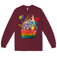 Burgundy pride rainbow cupcake Long Sleeve Tee - texasbilliewilder