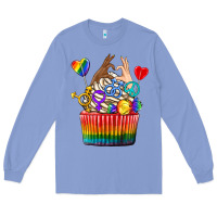 Colony Blue pride rainbow cupcake Long Sleeve Tee - texasbilliewilder