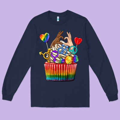 Long Sleeve Tee pride rainbow cupcake