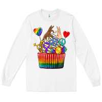 White pride rainbow cupcake Long Sleeve Tee - texasbilliewilder