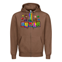 Chestnut we are all human Zipper Hoodie - Zillion Design Studio