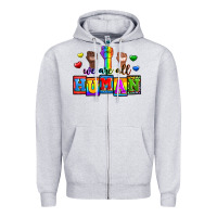 Heather Grey we are all human Zipper Hoodie - Zillion Design Studio