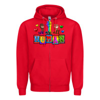 Red we are all human Zipper Hoodie - Zillion Design Studio