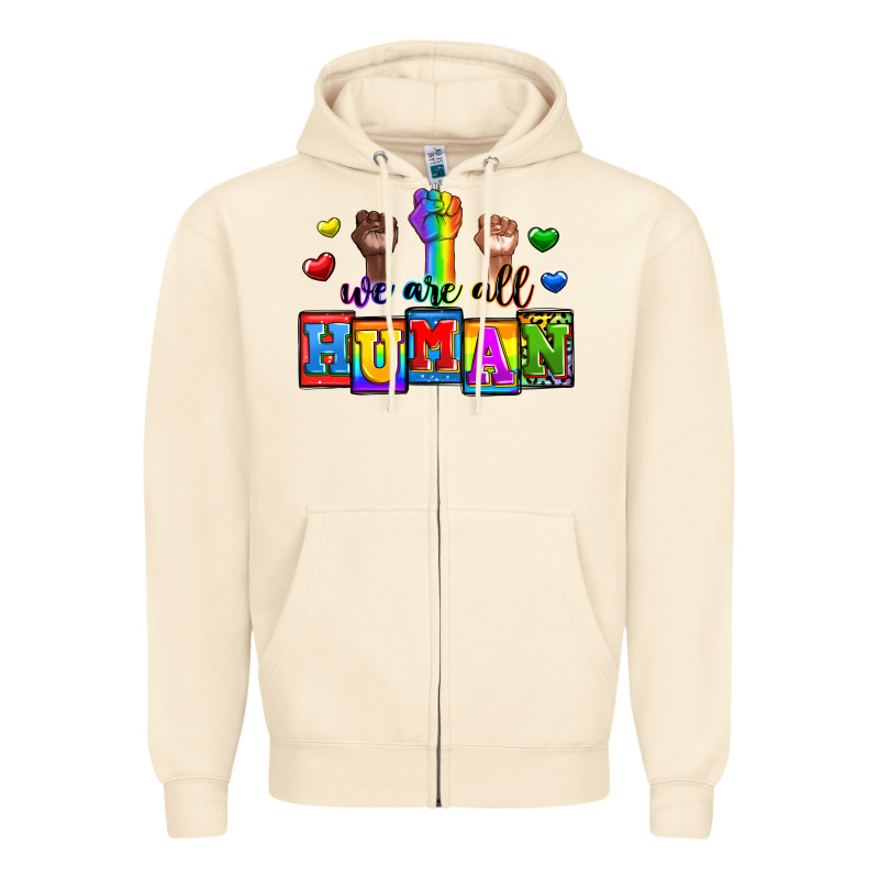 We Are All Human Zipper Hoodie by Zillion Design Studio | Teevron