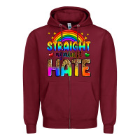 Burgundy straight against hate Zipper Hoodie - Zillion Design Studio