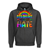 Charcoal Heather straight against hate Zipper Hoodie - Zillion Design Studio
