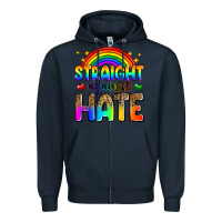 Navy straight against hate Zipper Hoodie - Zillion Design Studio