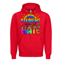 Red straight against hate Zipper Hoodie - Zillion Design Studio