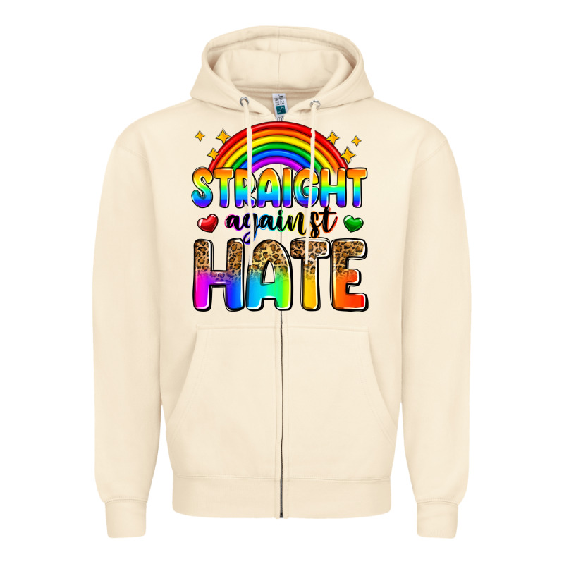 Straight Against Hate Zipper Hoodie by Zillion Design Studio | Teevron