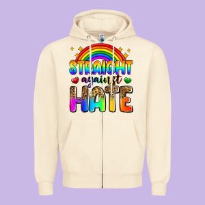 Straight Against Hate Zipper Hoodie Designed By Zillion Design Studio