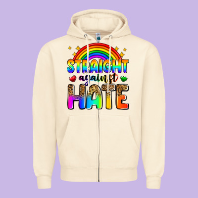 Straight Against Hate Zipper Hoodie Designed By Zillion Design Studio