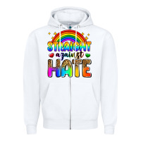 White straight against hate Zipper Hoodie - Zillion Design Studio