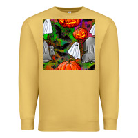 Halloween Ghost And Headstone Seamless Pattern Premium Sweatshirt | Teevron
