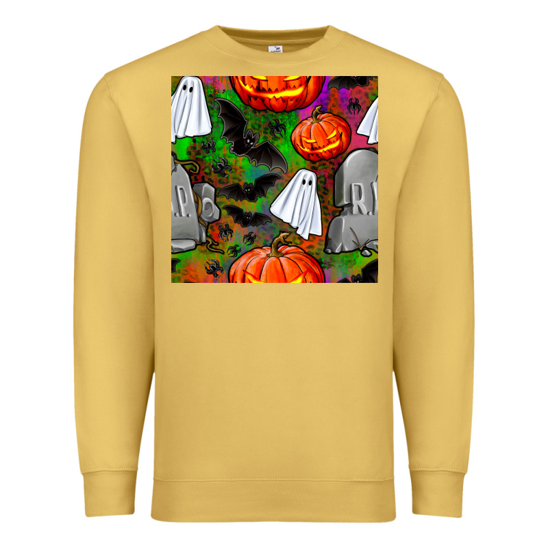 Halloween Ghost And Headstone Seamless Pattern Premium Sweatshirt by BundleAndBundleShop | Teevron