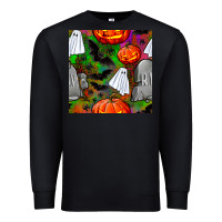 Black halloween ghost and headstone seamless pattern Premium Sweatshirt - BundleAndBundleShop