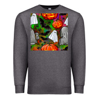 Charcoal Heather halloween ghost and headstone seamless pattern Premium Sweatshirt - BundleAndBundleShop