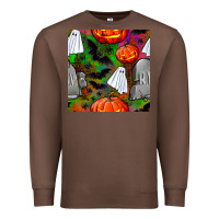 Chestnut halloween ghost and headstone seamless pattern Premium Sweatshirt - BundleAndBundleShop
