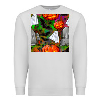 Dove Grey halloween ghost and headstone seamless pattern Premium Sweatshirt - BundleAndBundleShop