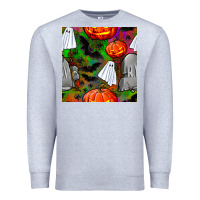Heather Grey halloween ghost and headstone seamless pattern Premium Sweatshirt - BundleAndBundleShop