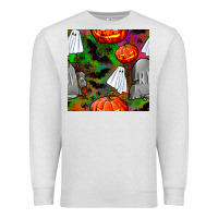 Oatmeal Heather halloween ghost and headstone seamless pattern Premium Sweatshirt - BundleAndBundleShop