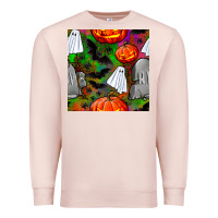 Pale Pink halloween ghost and headstone seamless pattern Premium Sweatshirt - BundleAndBundleShop