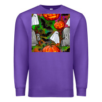 Purple halloween ghost and headstone seamless pattern Premium Sweatshirt - BundleAndBundleShop