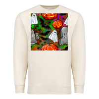 Sandshell halloween ghost and headstone seamless pattern Premium Sweatshirt - BundleAndBundleShop