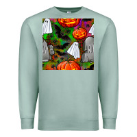 Seafoam halloween ghost and headstone seamless pattern Premium Sweatshirt - BundleAndBundleShop
