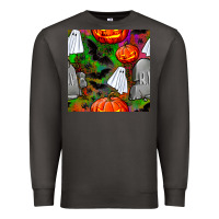 Smoke halloween ghost and headstone seamless pattern Premium Sweatshirt - BundleAndBundleShop