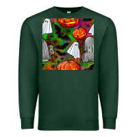 Sports Green halloween ghost and headstone seamless pattern Premium Sweatshirt - BundleAndBundleShop