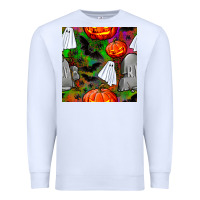White halloween ghost and headstone seamless pattern Premium Sweatshirt - BundleAndBundleShop