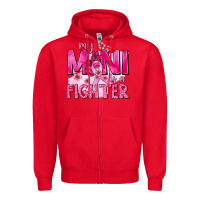 Red My Mini Is a Fighter with Ribbon Zipper Hoodie - texasbilliewilder
