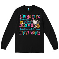 Black living life somewhere between jesus take the wheel Long Sleeve Tee - AdoDesignShop