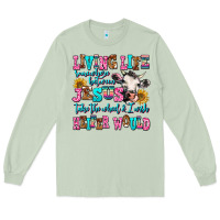 Living Life Somewhere Between Jesus Take The Wheel Long Sleeve Tee | Teevron